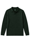 IVAR Olive Dropneedle Full Sleeve Polo, flat lay front view