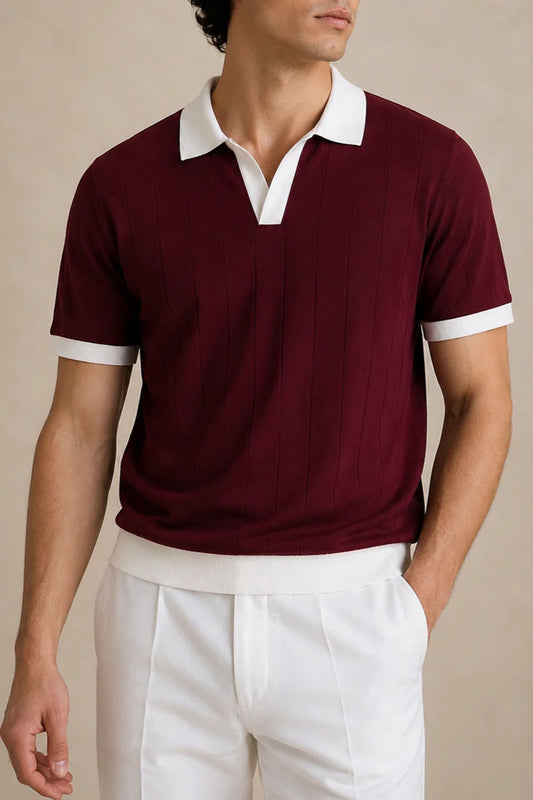IVAR® Maroon Dropneedle Varsity J/C Polo