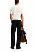 Men's Cream Zipper Henley Tshirt Back View Relaxed Fit