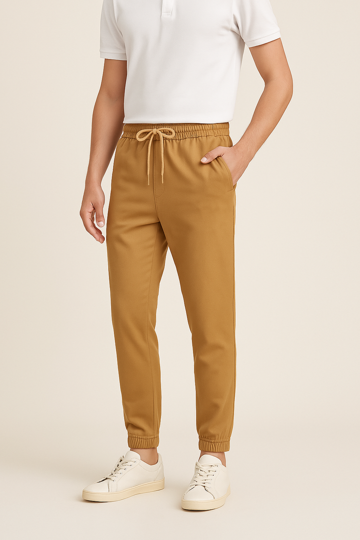 IVAR® Camel Brown Enzyme Wash Chino Joggers
