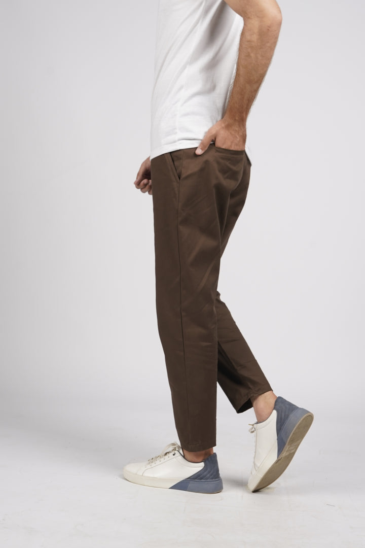 Brown AO Chino Pant Open Cuff Bottom (Cotton Twill Stretch Fabric)