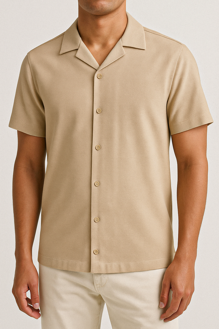 IVAR®  Fawn Jacquard Cuban Collar Shirt