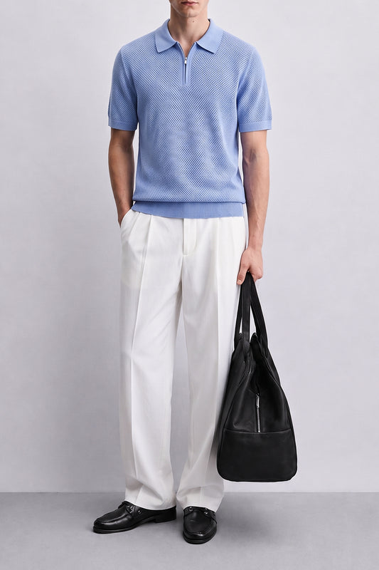 IVAR Cord Pointelle Flat Knit Polo