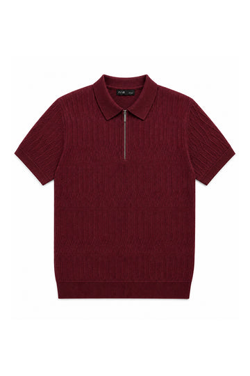 IVAR® Maroon Linkstitch Flat Knit Polo