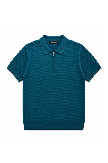 IVAR® Teal Chevron Flat Knit Polo