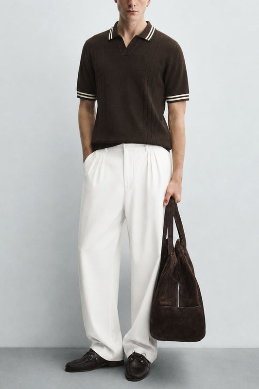 IVAR Cocoa Monaco Flat Knit Polo