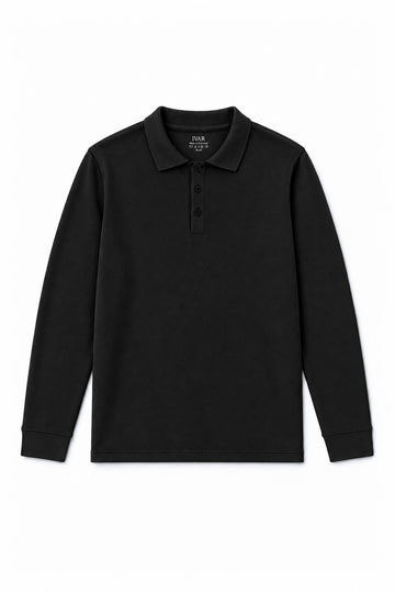IVAR Black Fleece Polo, flat lay front view