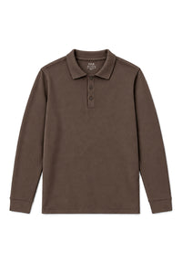 IVAR Brown Fleece Polo, flat lay front view