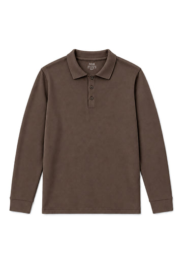 IVAR Brown Fleece Polo, flat lay front view