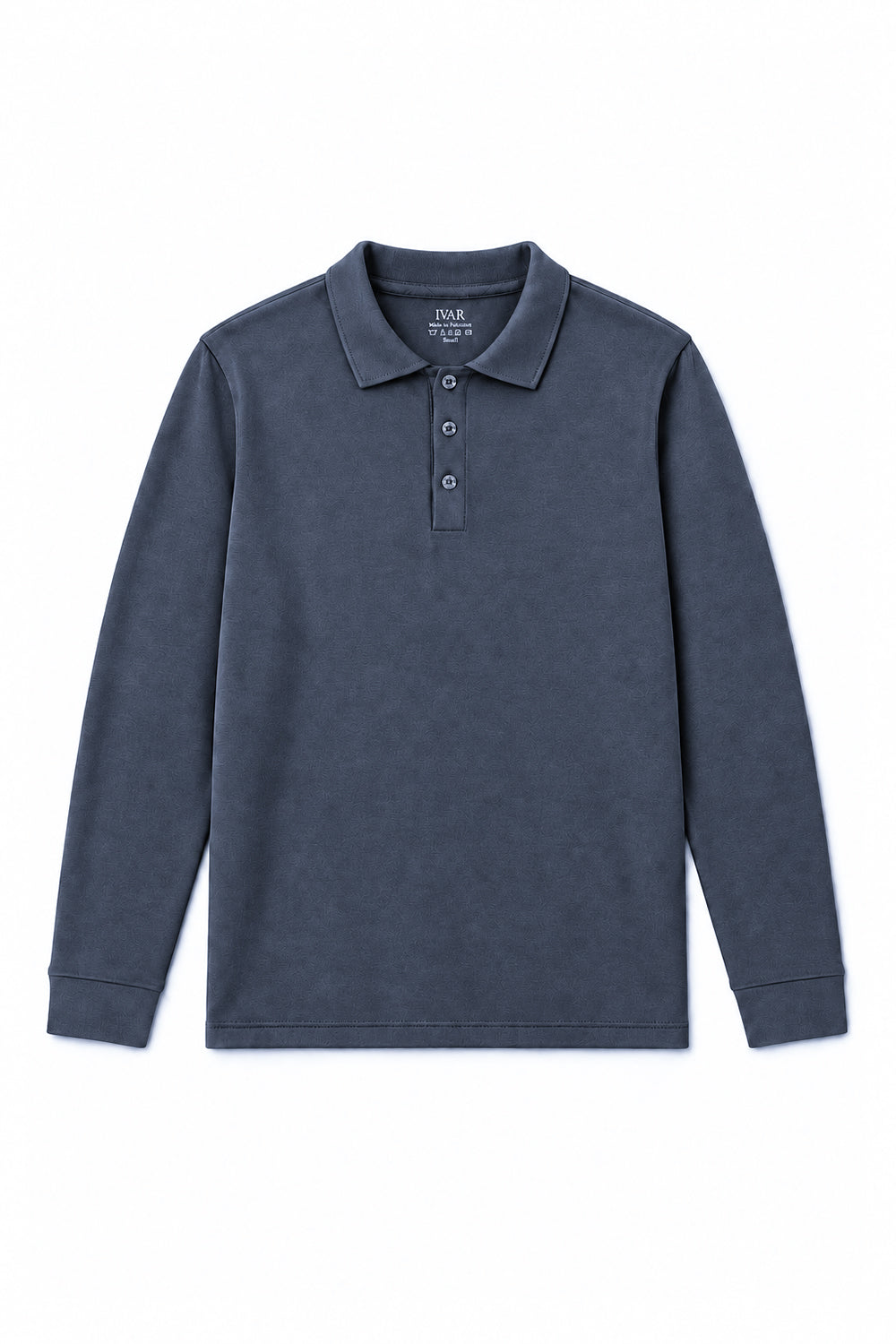 IVAR Charcoal Fleece Polo, flat lay front view