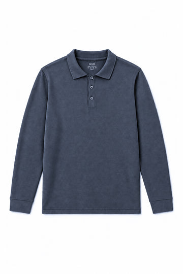 IVAR Charcoal Fleece Polo, flat lay front view