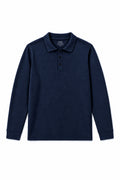 IVAR Navy Fleece Polo, flat lay front view