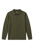 IVAR Olive Fleece Polo, flat lay front view