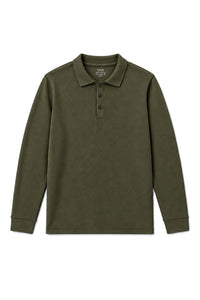 IVAR Olive Fleece Polo, flat lay front view