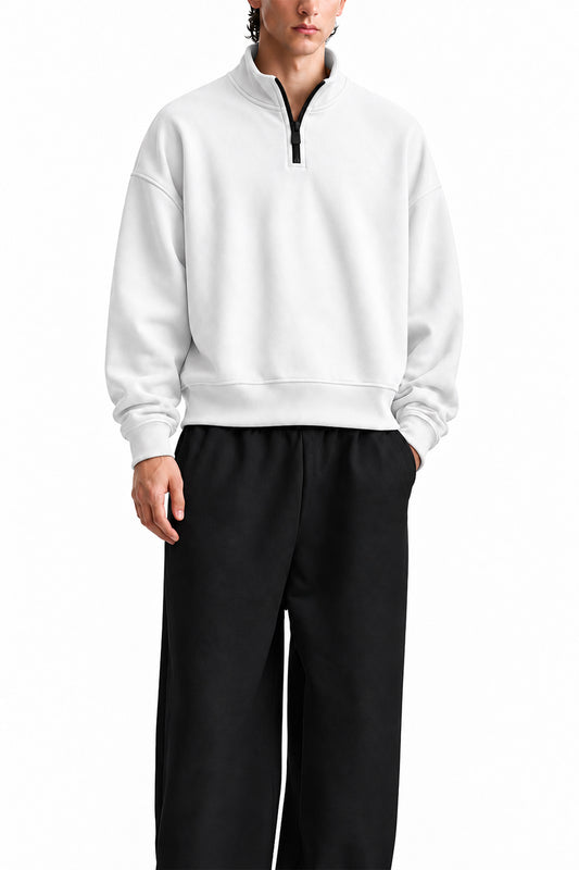 IVAR White Fleece Quarter Zipper