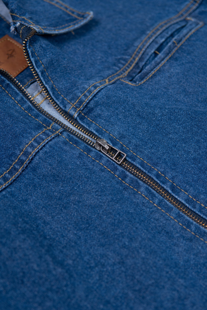 IVAR® Oversized Medium Blue Denim Zipper