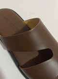 IVAR Brown Artisan Leather Slides – men's brown full-grain leather dual-strap slides, view 3