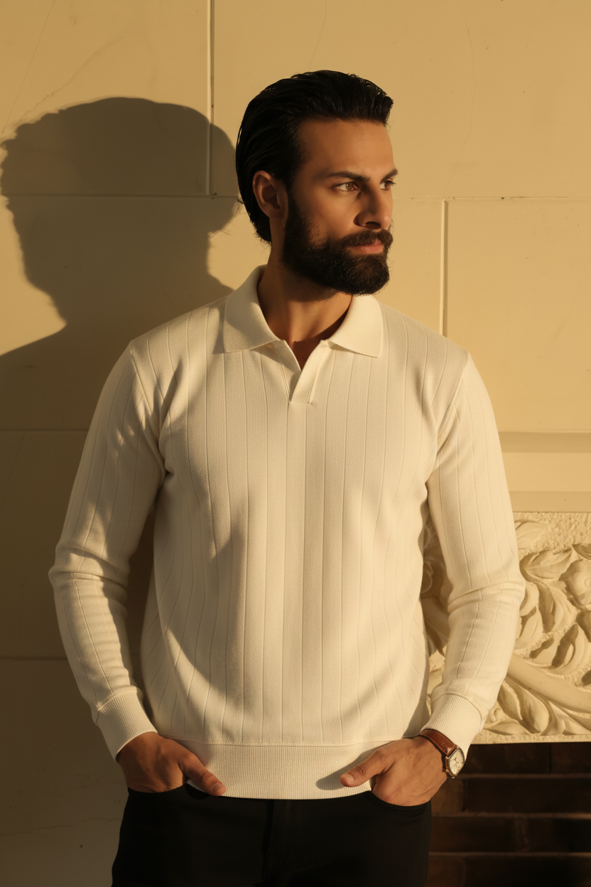 IVAR® Off White Scuba Drop Needle Polo