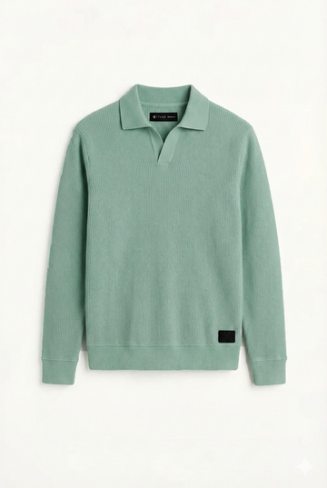 IVAR® Mint Green Johnny Collar Ribline Polo