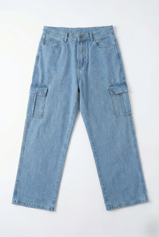 IVAR® Straight Fit Light Blue Denim Cargos