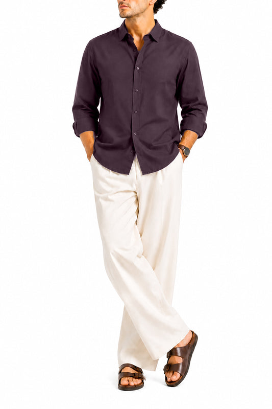 IVAR® Burgundy Brown Gentleman Button Down Shirt