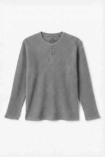 IVAR® Glacier Grey Waffle Knit Full Sleeve Henley