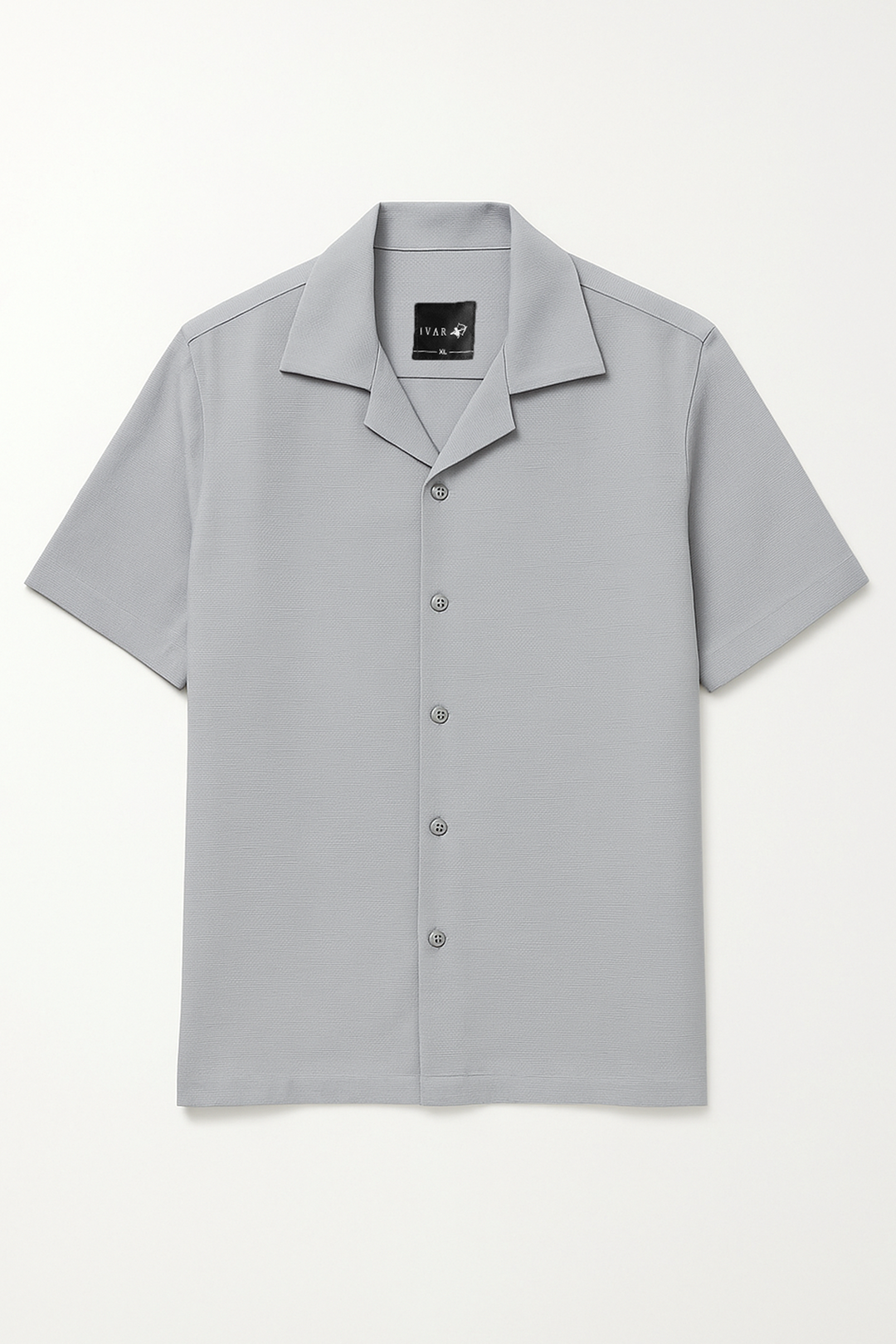 IVAR®  Glacier Grey Jacquard Cuban Collar Shirt