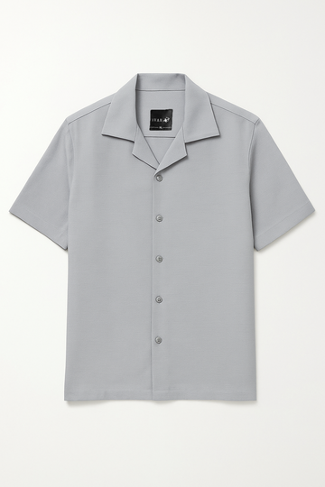 IVAR®  Glacier Grey Jacquard Cuban Collar Shirt