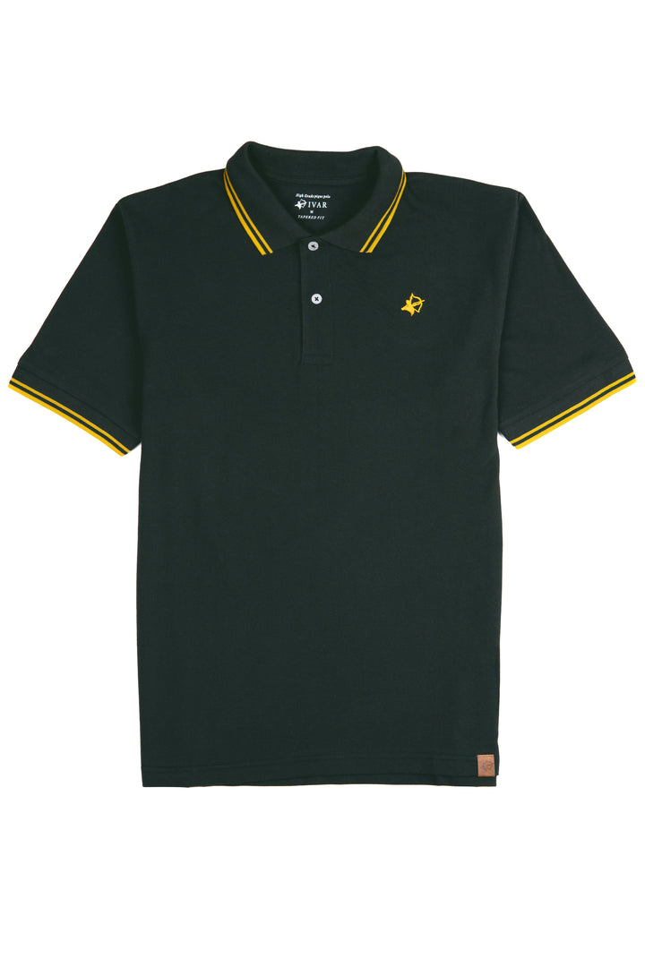 IVAR® Hunter Green with Gold Rib Polo