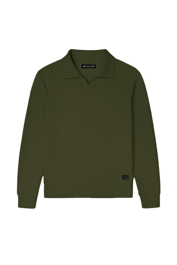 IVAR® Olive Green Johnny Collar Ribline Polo