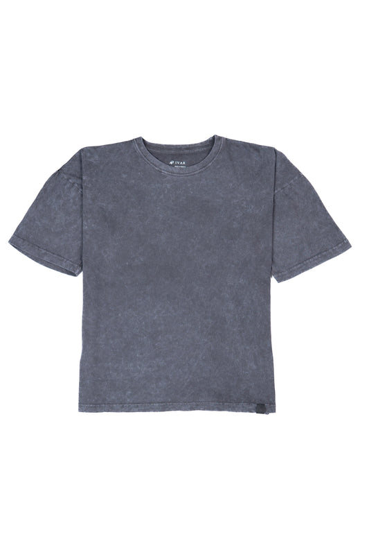 IVAR® Grey Oversized Acid-Washed T-Shirt