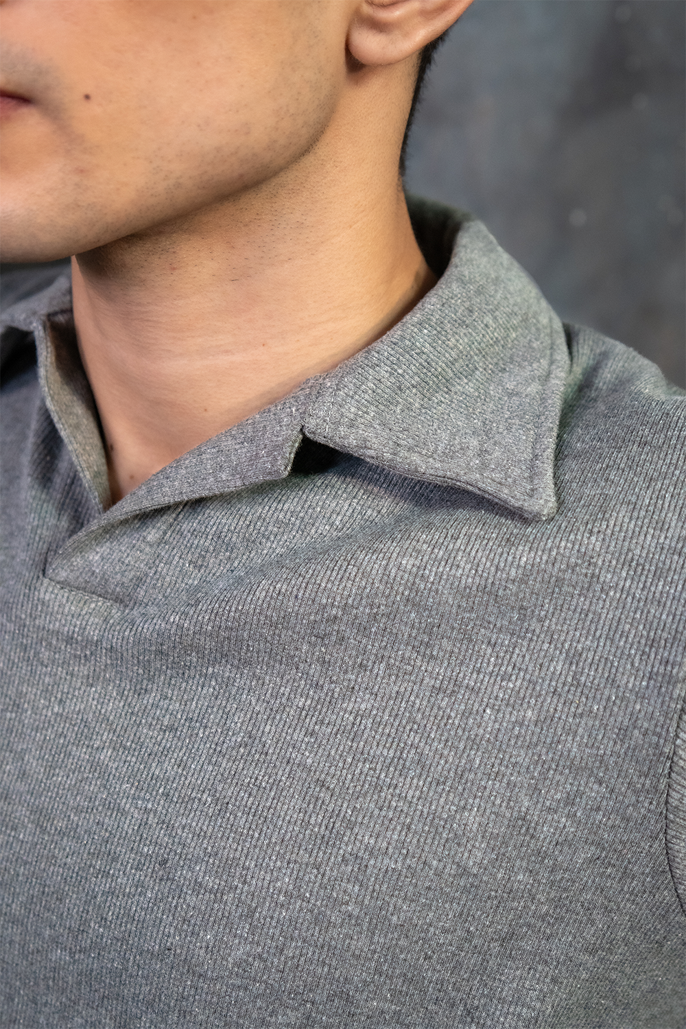 IVAR® Heather Grey Johnny Collar Ribline Polo