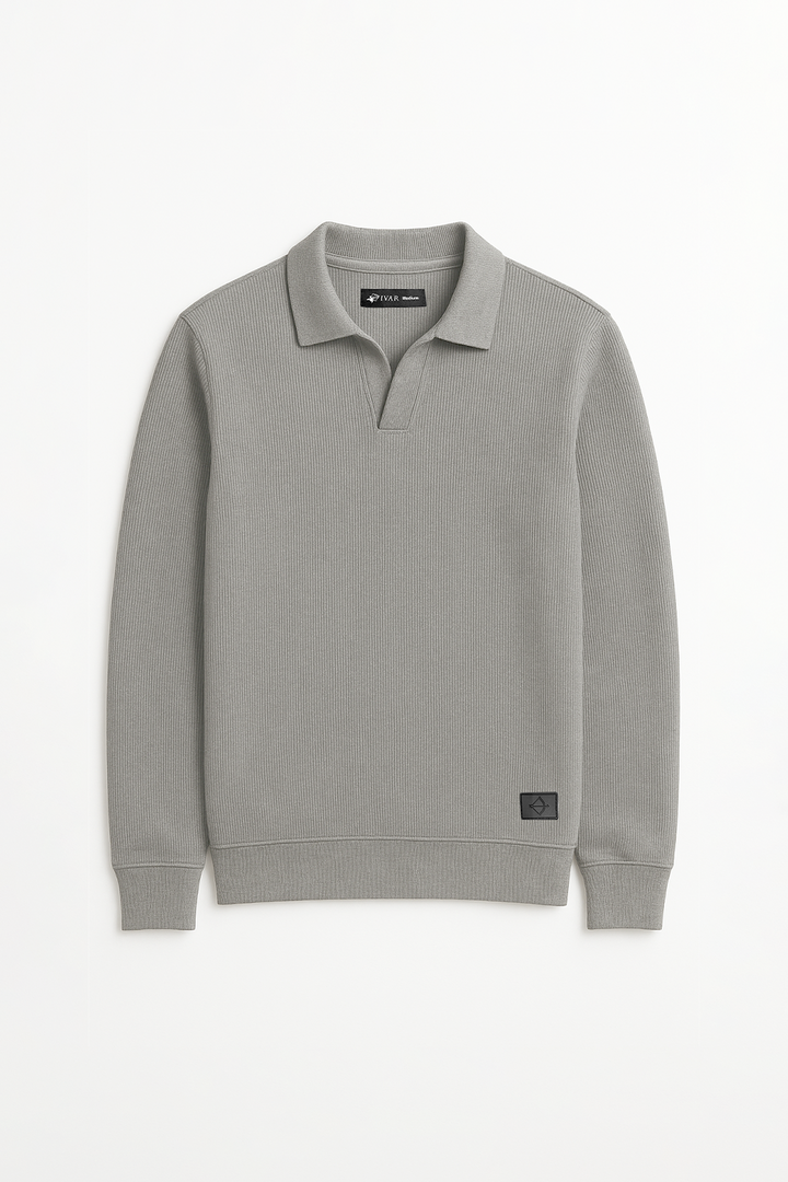 IVAR® Heather Grey Johnny Collar Ribline Polo