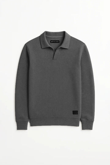 IVAR® Heather Grey Johnny Collar Ribline Polo