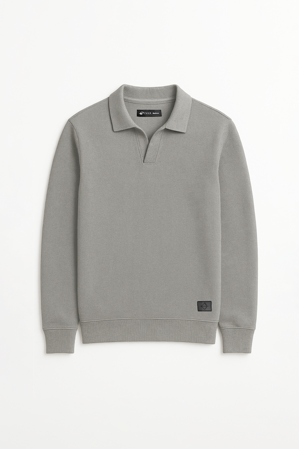 IVAR® Heather Grey Johnny Collar Ribline Polo