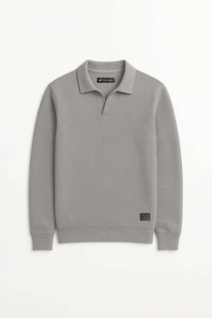 IVAR® Heather Grey Johnny Collar Ribline Polo