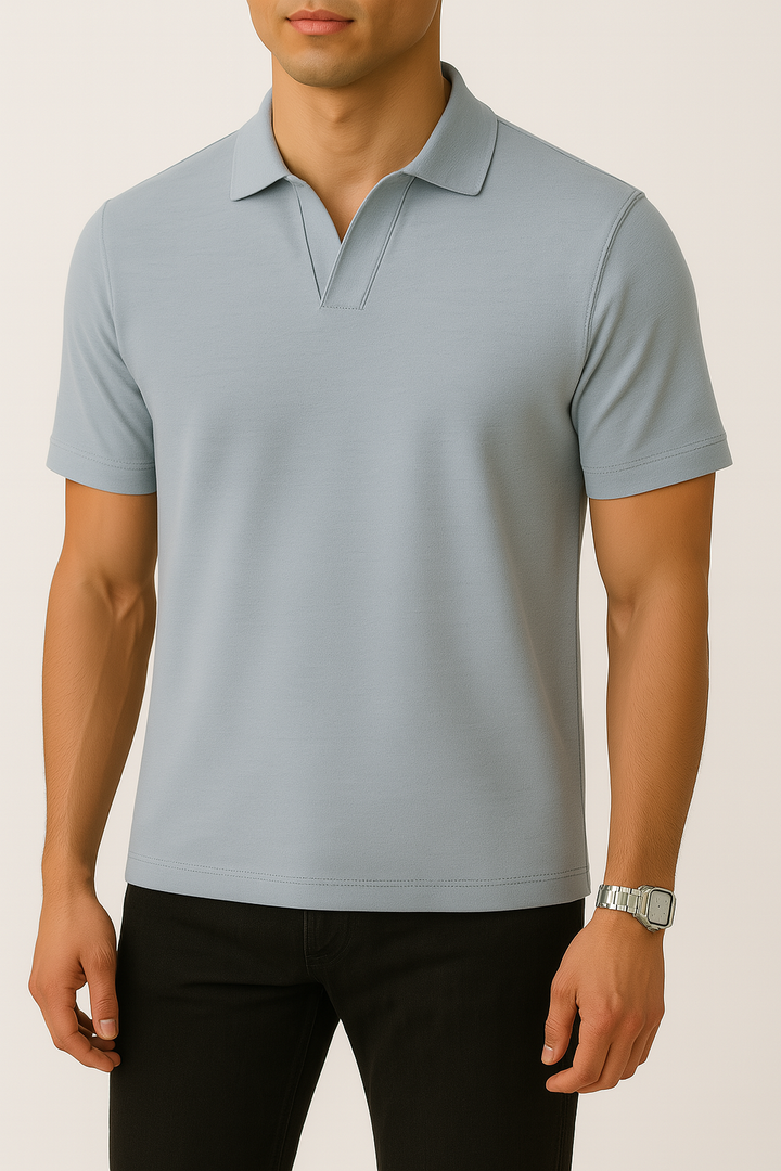 IVAR® Heather Blue Johnny Collar Polo