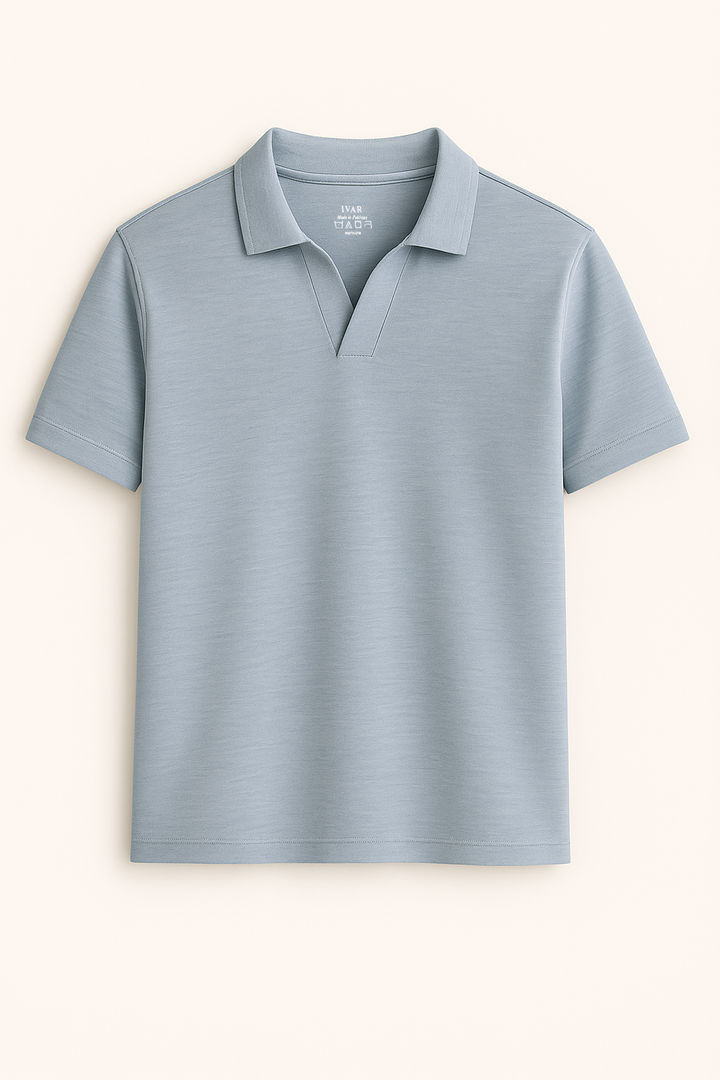 IVAR® Heather Blue Johnny Collar Polo