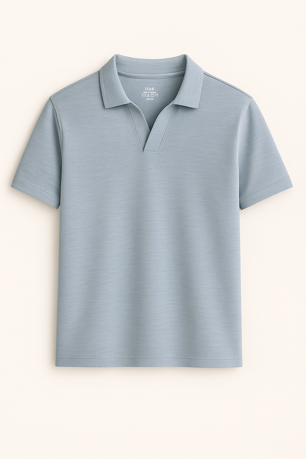 IVAR® Heather Blue Johnny Collar Polo