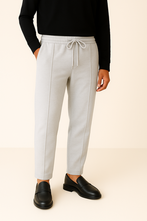 IVAR® Heather White Stapered Knitted Pants
