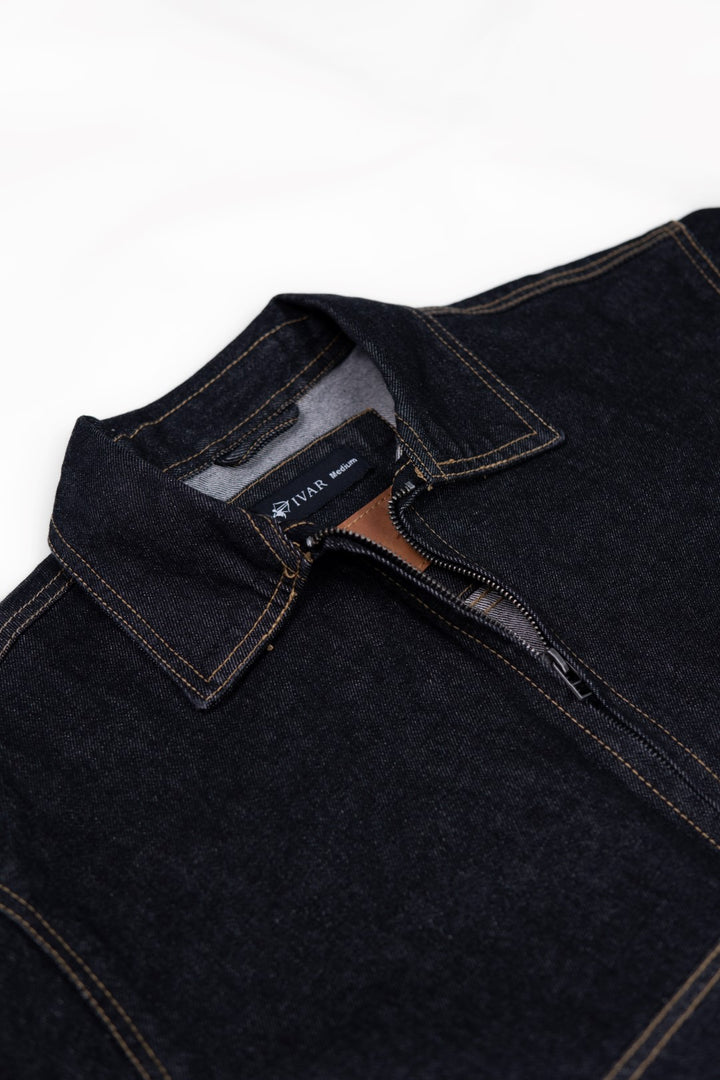 IVAR® Oversized Black Denim Quarter Zipper