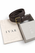 Ivar Brown Hand Braided Leather Belt - Packaging with Box - IVAR Clothing