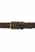 Ivar Brown Hand Braided Leather Belt - Full Length Flat Lay - IVAR Clothing
