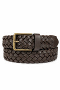 Ivar Brown Hand Braided Leather Belt - Full Coiled View - IVAR Clothing