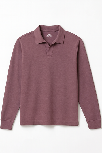 IVAR® Heather Wine Full Sleeve Johnny Collar Polo