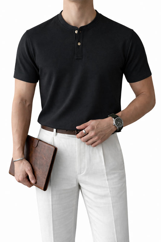 IVAR® Tapered Fit Black Henley