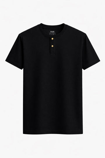 IVAR® Tapered Fit Black Henley