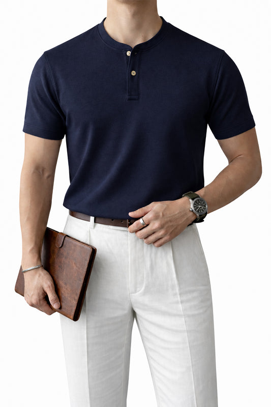 IVAR® Tapered Fit Navy Henley