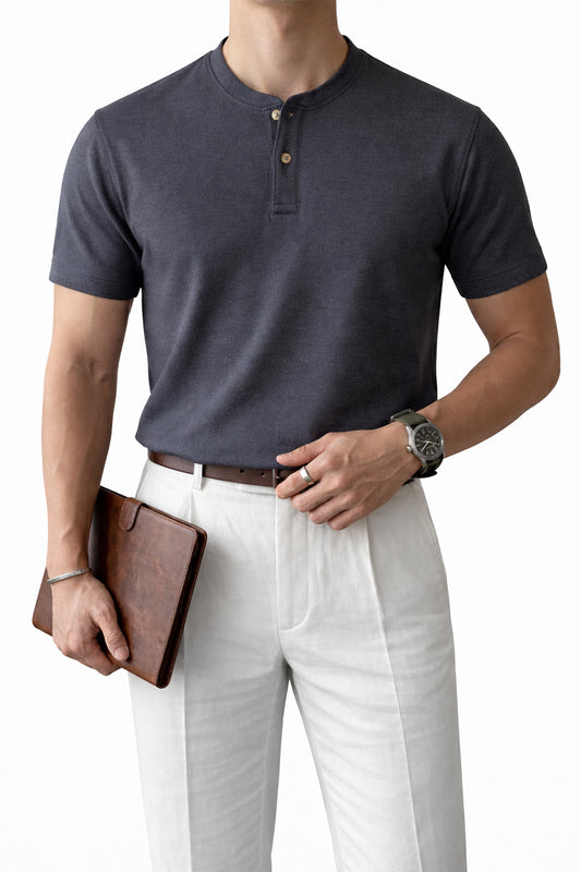 IVAR® Tapered Fit Smoky Grey Henley