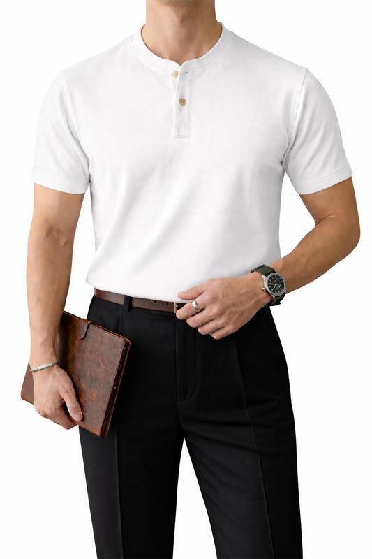 IVAR® Tapered Fit Off White Henley